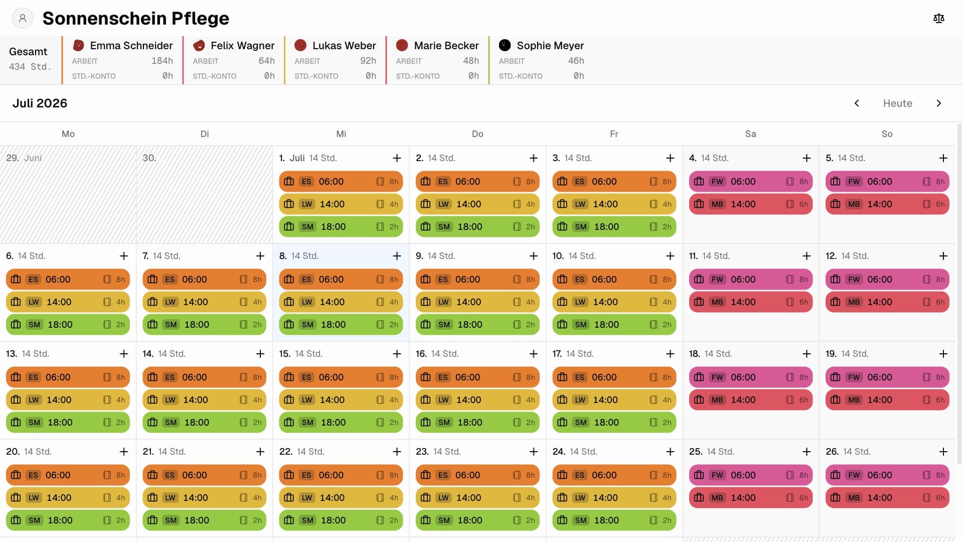Dienstplan per Freigabe-Link